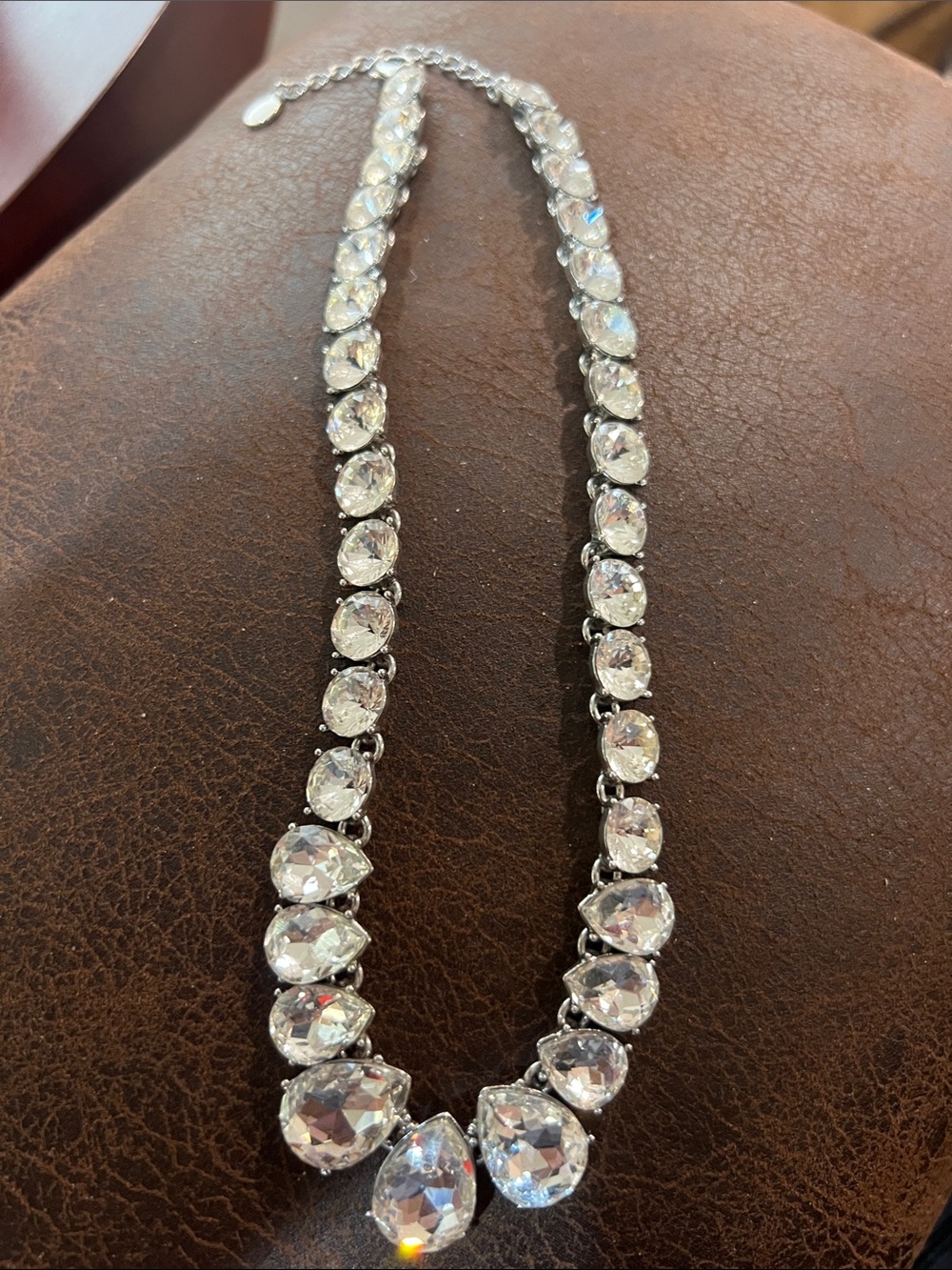 Charter club Silver Crystal Statement Necklace - Clear Rhinestones z22